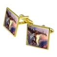 thumbnail image 1 of Fantasy Fire Breathing Dragon Flame On Square Cufflink Set - Silver or Gold, 1 of 6