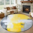 thumbnail image 3 of Street Art Brush Round Area&nbsp;Rug 7ft Gray Yellow Abstract Non-Slip&nbsp;Washable Circle Rugs Soft Felt Indoor Floor Mat for Bedroom Kitchen Living Room Bathroom, 3 of 9