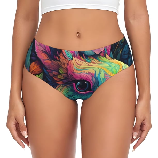 Fotbe Colorful Patterned Rabbit Calzones Estampados para Mujer – Ropa Interior de Algodón, Cómoda, Suave y Elástica-Large