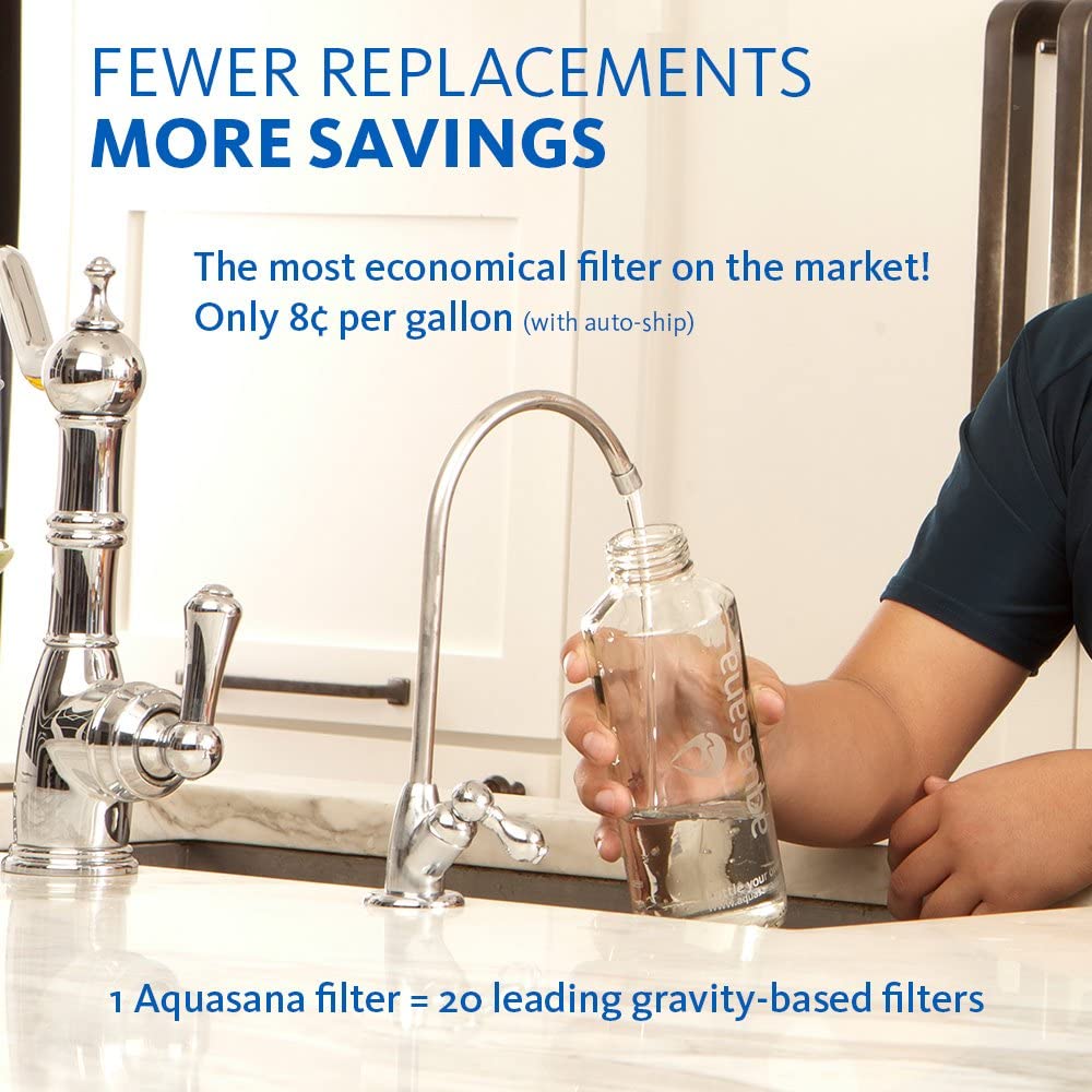 Aquasana Under Sink Water Filter System 3-Stage Kitchen Counter Claryum  Filtration Filters 97% Of Chlorine Brushed Nickel Faucet AQ-5300+.55 