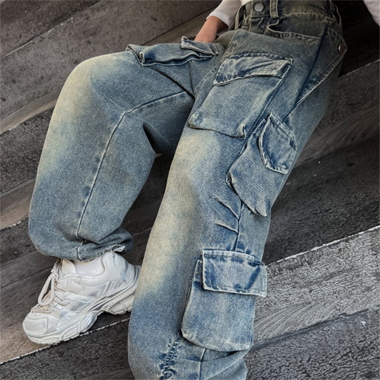 Damen Hose Jogging Hüfthose CargoJeans Boyfriend Baggy Denim Sport Schlupf Chino