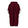 thumbnail image 3 of miqiqism Women High Waisted Dresses Casual Straight Skirts Pleated Lace Up Skirts Fashion Lightweight Dress with Pocket,01_Red,X-Large, 3 of 4