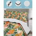 thumbnail image 4 of Orange Green Tropical Leaves Queen Size Down Alternative Comforter, Lightweight Comforter Quilt Bedding Set with Pillow Shams Summer Palm Floral All Seasons Bed Comforter Duvet Insert 90"x96", 4 of 7