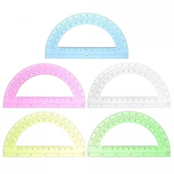 CCOCC 5 Pcs Protractor Portable Measuring Ruler Geometry Tool Electrician Half Circle Student