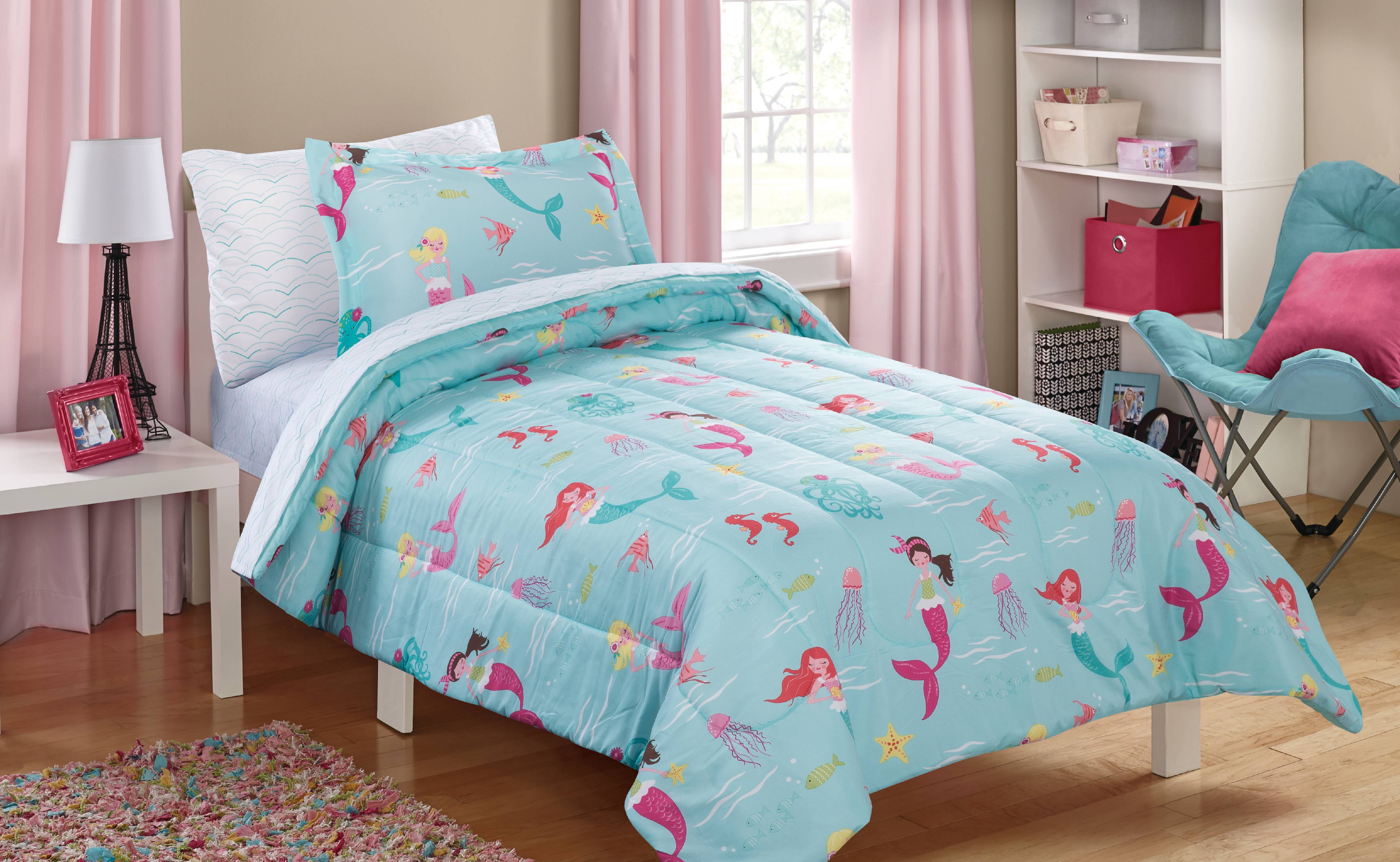 NEW Authentic Kids FULL SIZE Mermaid Sheet Set 100% Cotton Pink Teal White 