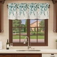 thumbnail image 6 of 2 Pack Teal Green Eucalyptus Valances for Windows Bedroom Living Room Window Treatments, Farmhouse Weeping Leaves Linen Rod Pocket Valance Drapes Short Kitchen Curtains Over Sink 54"x18", 6 of 8