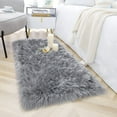 thumbnail image 4 of YJ.GWL Fluffy Faux Sheepskin Plush Area Rug Soft Fuzzy Rugs Floor Carpet for Bedroom Living Room,2'x4',Gray, 4 of 7