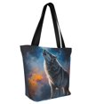 thumbnail image 4 of Cauagu Lonely Night Sky Wolf Print Canvas Aesthetic Tote Bag for Women Beach Bag Shopping Bags Shoulder Bag Reusable Grocery Bags, 4 of 7