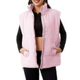 thumbnail image 3 of Chaleco Acolchado Extragrande de Invierno para Mujer, Ligero, con Cuello Alto, Sin Mangas, Acolchado y Bolsillos. Rosa M, 3 of 8