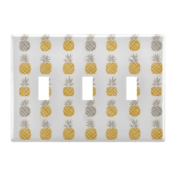 Pineapple Pattern Toggle Switch Wall Plate 3-Gang Unbreakable Durable PC Flush Fit Round Edge 4.48x6.37in