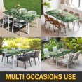thumbnail image 5 of Palm Leaves Tropical Table Cloths for 5 Foot Rectangle Tables, Green Botanical Summer Green Ombre Patio Waterproof Elastic Fitted Tablecloths, Washable Rectangular Table Cover for Camping, 5 of 8