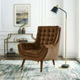 thumbnail image 2 of Modern Contemporary Urban Design Living Room Lounge Club Lobby Tufted Accent Chair, Velvet Fabric, Brown, 2 of 6