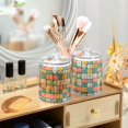 thumbnail image 3 of Yayeee 2 Pack Qtip Holder Bathroom Cotton Swab Canister with Lid Clear Dispenser Set, Daisy Mosaic, 3 of 6