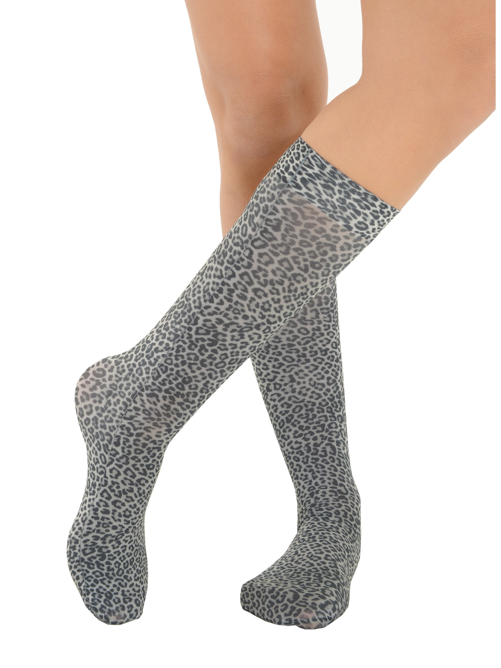 Nouvel Womens Lightweight Printed Trouser Socks Neutral Tone Knee