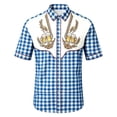 thumbnail image 4 of XIAOCHA Mens Plaid Print Button-Up Shirt Short Sleeve Tops Bavarian Oktoberfest Button Down Top, 4 of 4