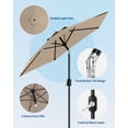 thumbnail image 3 of Parasol de Patio 7,5 Pi pour l'Extérieur, Parasol de Marché, Parasol de Table avec Inclinaison à Bouton-Poussoir et Manivelle, 8 Nervures Robustes Protection UV Imperméable pour Jardin, Piscine, Terrasse, Cour Arrière, 3 of 7