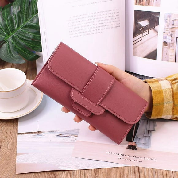 2 Women's Wallets Multifunctional Buckle Wallet for Student Change (Light Pink + Dark Pink)