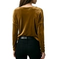 thumbnail image 4 of Huankd 2026 New Velvet Tops for Women Dressy Vintage Long Sleeve Shirts Loose Fit Velour Blouse Crewneck Solid Holiday Party Fashion Light Brown 3XL, 4 of 4