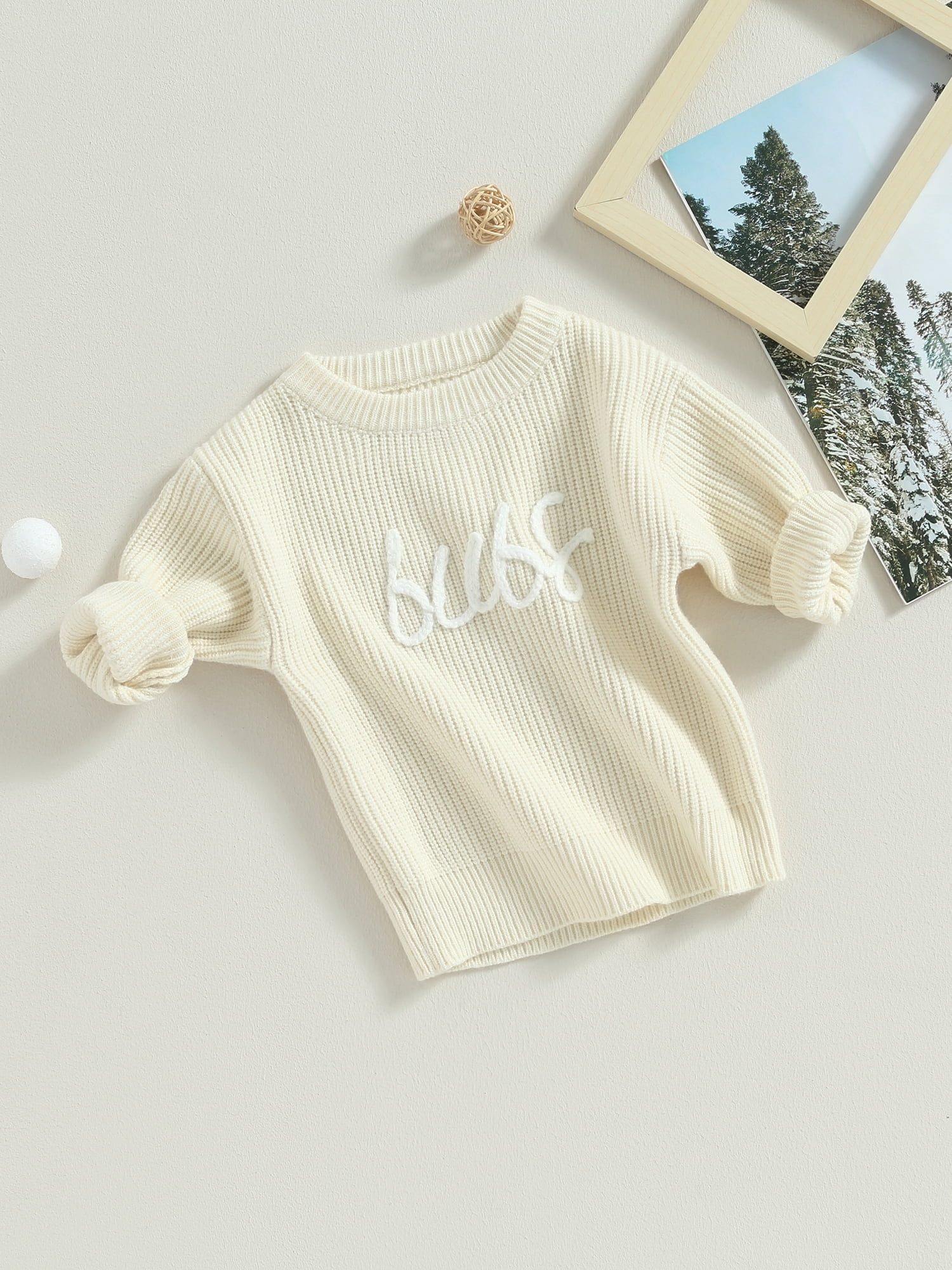 XUEJIANN Pull en tricot bébé automne hiver chaud haut tout-petit pull col rond tuniques vêtements d'hiver épais vêtements d'extérieur décontractés veste en peluche manteau enfant vêtements bébé