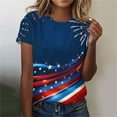 thumbnail image 4 of Cavosen Patriotic Clothes for Women Petite 4th of July Short Sleeve Crew Neck Tops American Flag Print T Shirts Lady XL Red White and Blue Casual Tops Patriotic Tunic Tees 2025 Patriotic Clothes, 4 of 5