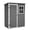 B, variant on YAORUTY 4x9 FT Lean to Metal Garden Shed with Windows, Sloping Roof, 2 Vents & 1 Side Open Door, Waterproof Outdoor Storage Tool House for Backyard, Garden, Patio, Gray