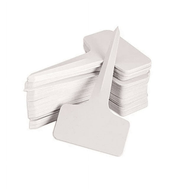 White Plant Labels,100 Pcs 6 x10cm Plastic Plant T-Type Tags Nursery Garden Labels