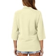thumbnail image 5 of Nestiefly Polo Shirts for Women 3/4 Sleeve Tops Golf Tees Collared Cotton Shirt Business Casual Womens Tops Beige XXL, 5 of 5