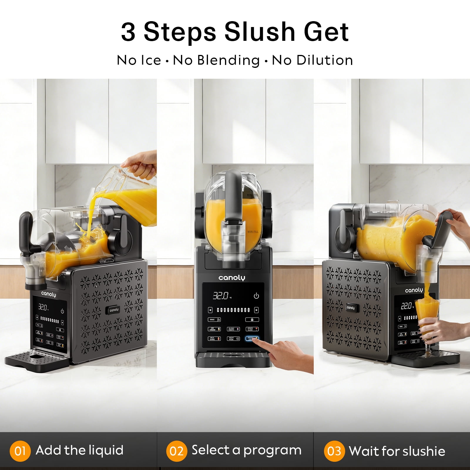 Canoly 2-in-1 Slushie machine & Soft Ice Cream Maker, 92oz Family-Size, No Ice Needed, Auto-Clean, 6 Smart Programs, Black