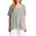 thumbnail image 2 of Womens Summer Tops Short Sleeve Solid Casual Loose Linen Shirts Top, 2 of 5