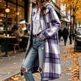 thumbnail image 5 of SYwaren Women's Cardigan Irregular Plaid Zip-Up Jacket Lapel Long Sleeve Tweed Wool-like with Chest Pocket Outerwear Top, 5 of 8