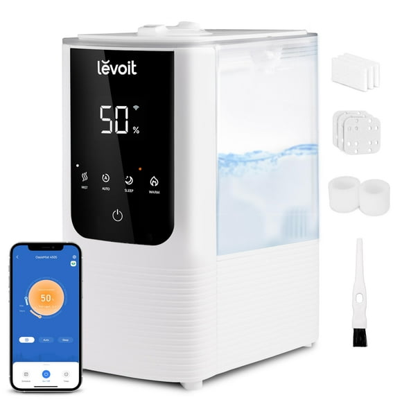 LEVOIT Humidifiers for Bedroom Home, Smart Warm and Cool Mist Air Humidifier for Large Room, Auto Customized Humidity, Fast Symptom Relief, Easy Top Fill, Essential Oil, Quiet, Oa