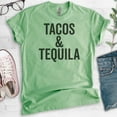 thumbnail image 2 of Tacos & Tequila T-Shirt, Unisex Women's Men's Shirt, Taco T-shirt, Tequila Shirt, Beach Drinking Shirt, Heather Apple Green, Small, 2 of 6