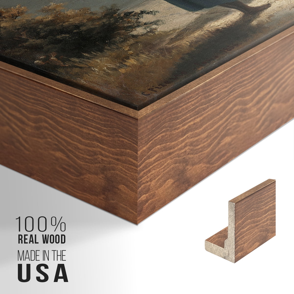 Vintage Landscape-CIX By Wexford Home Framed in Walnut Wood Gallery Wrapped Canvas 17 in. x 25 in.