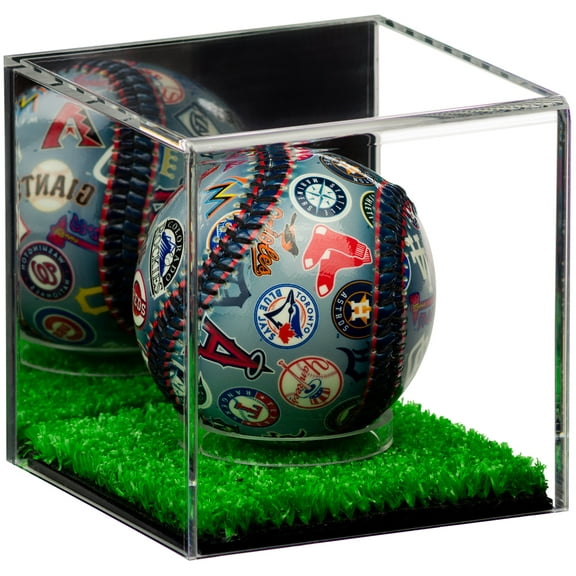 Deluxe Acrylic Baseball or Tennis Ball Display Case with Mirror and Turf Floor (A057-MTB)