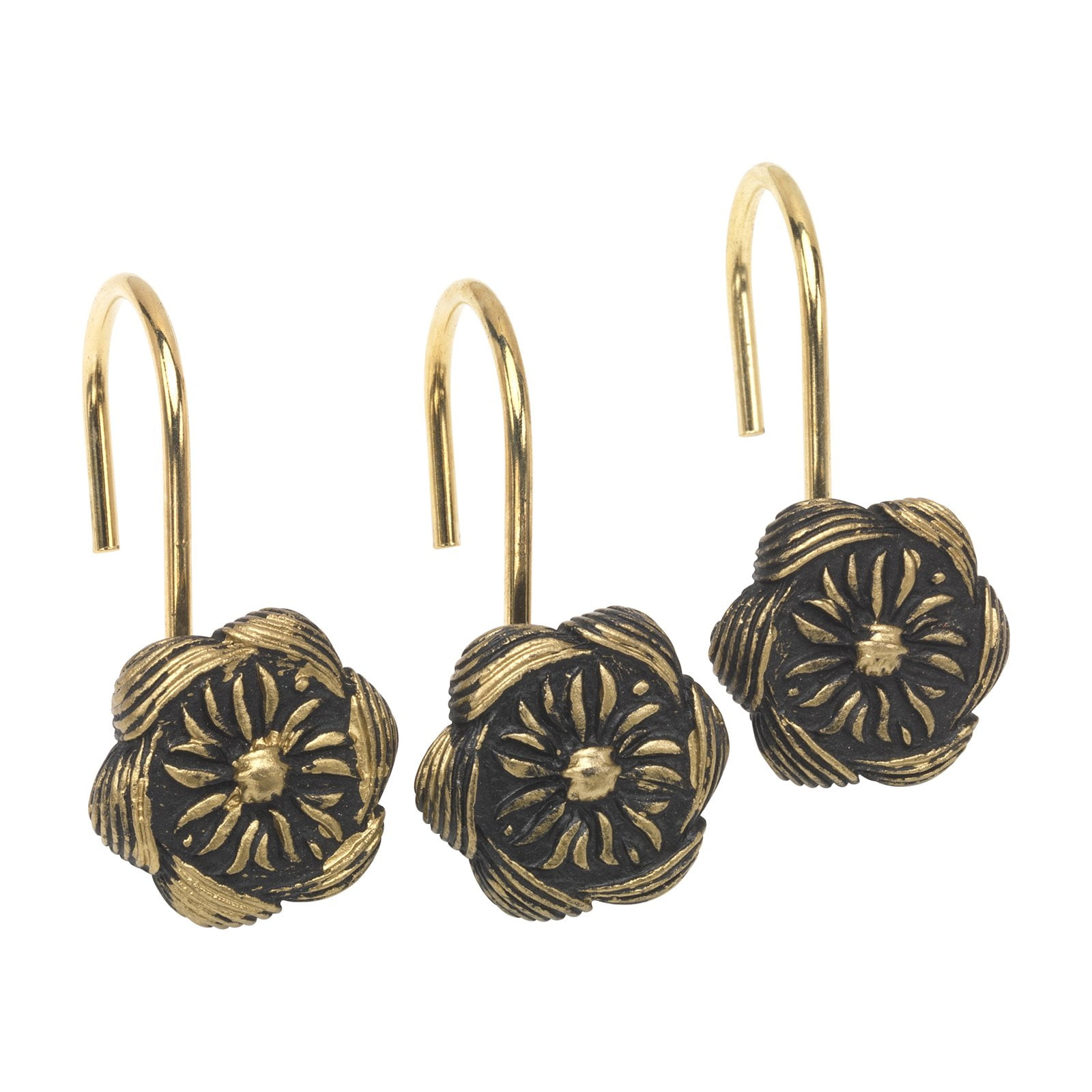 "Auburn" Resin Shower Curtain Hooks in Antique Gold