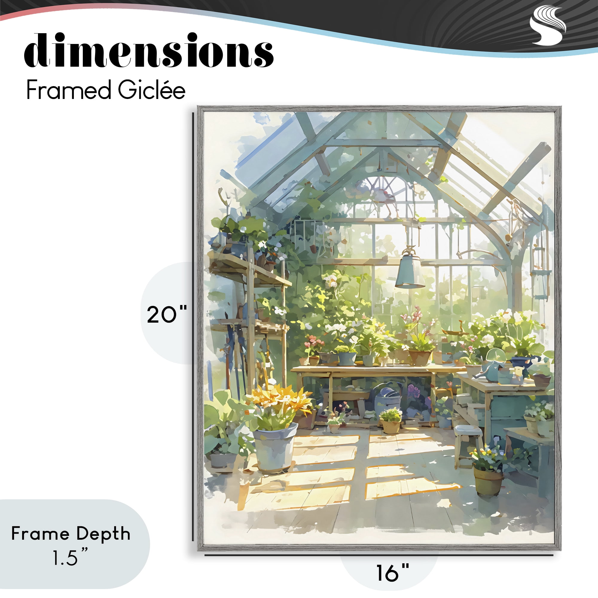 Stupell Industries Sunlit Greenhouse Plant Sanctuary Gray Framed Giclee Art, design by Creative Studio