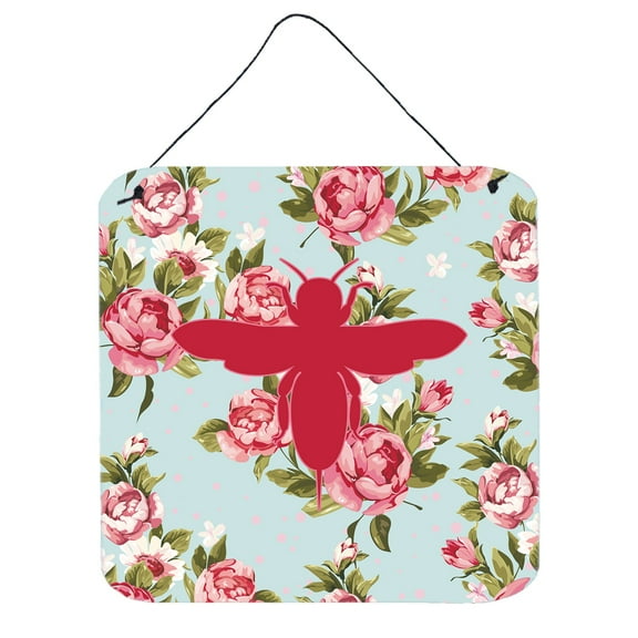 Bee Shabby Chic Blue Roses Wall or Door Hanging Prints Blue