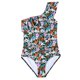 thumbnail image 1 of Conjunto de traje de baño estampado con un solo hombro y borde volador Floral cómodo ajustado sin espalda para mujer traje de baño para mujer OAVQHLG3B Store  lin121212, 1 of 1