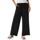 thumbnail image 4 of Pantalones Palazzo de Lino para Mujer Inspire Chic, Fluidos, de Pierna Ancha, con Bolsillos, XL, Negros, 4 of 6