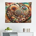 thumbnail image 2 of Ambesonne Hippie Wall Hanging Tapestry, Psychedelic Floral Huddle, 28"x23", Vermilion Teal Beige, 2 of 3