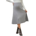 thumbnail image 1 of Falda de maternidad de punto sobre la barriga Inspire Chic para mujeres, falda midi con pliegues, XL, gris, 1 of 6
