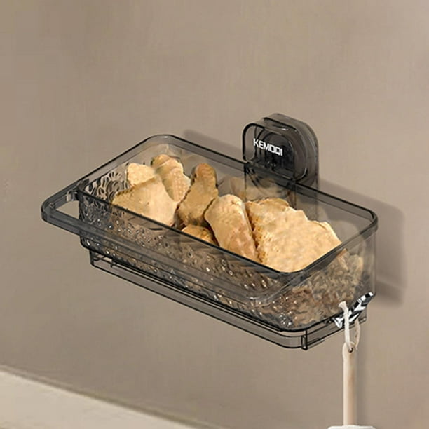 Estante de Ducha con Ventosa, Organizador de Ducha, Contenedor de Jabón, Carrito de Ducha Extraíble Fuerte, Cesta de Drenaje para Bañera, Inodoro negro