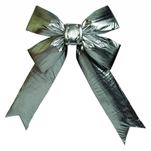 Vickerman L130712 Vickerman 12" Silver Four Loop Nylon Indoor Christmas Bow