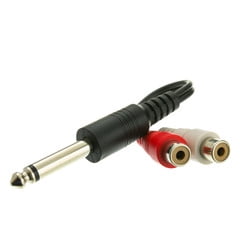 - 1/4 inch Mono Phono to Dual RCA Adapter, 1/4 Mono Male to Dual RCA Female, 6 inch