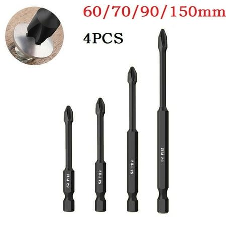 

4PC PH2 Magnetic Batch Head Cross Electric Screwdriver Impact Drill Bit 65-150mm