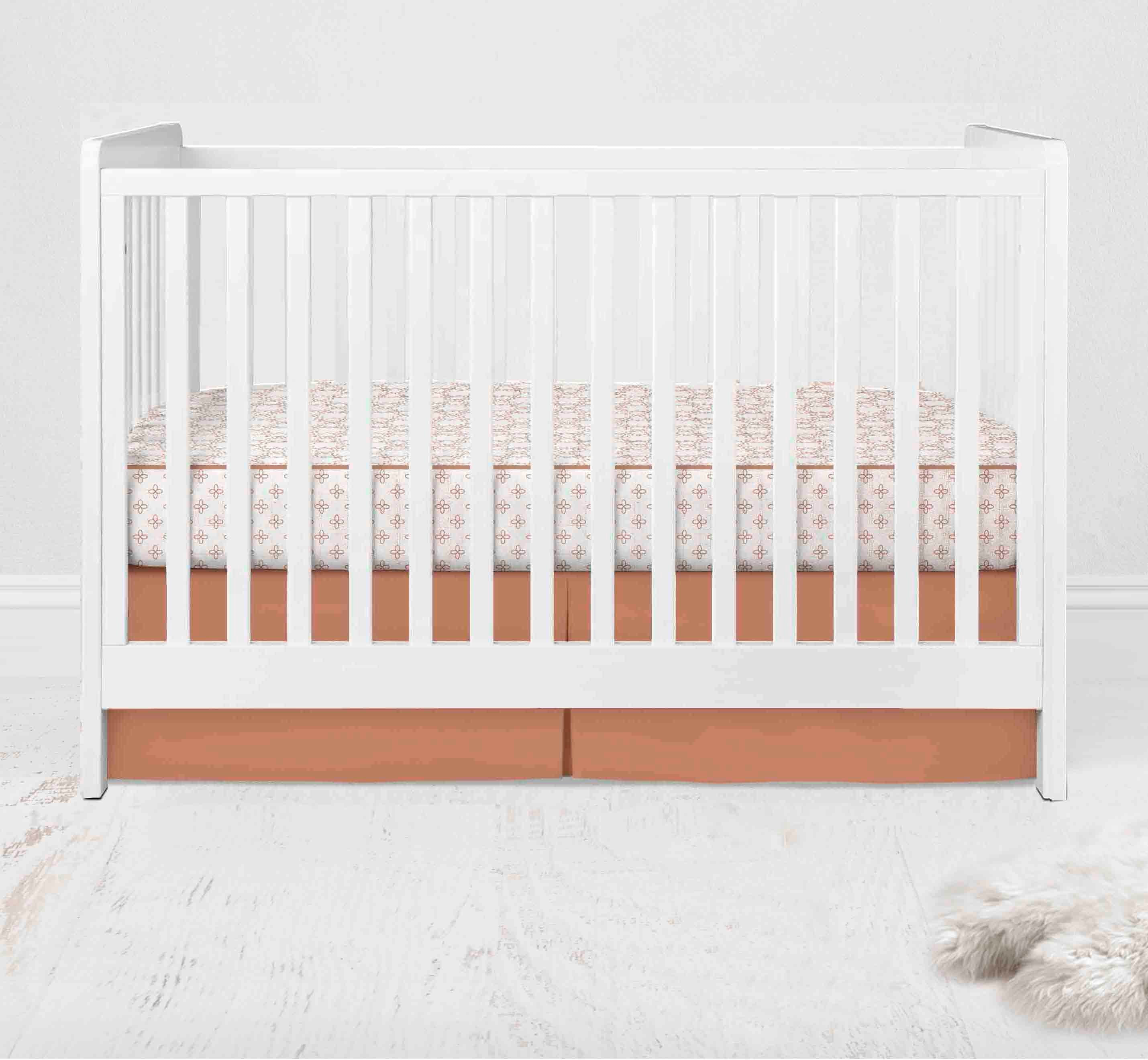 Bacati - Paisley Petals Floral 3-Piece Muslin Crib Bedding Set - Coral Girls