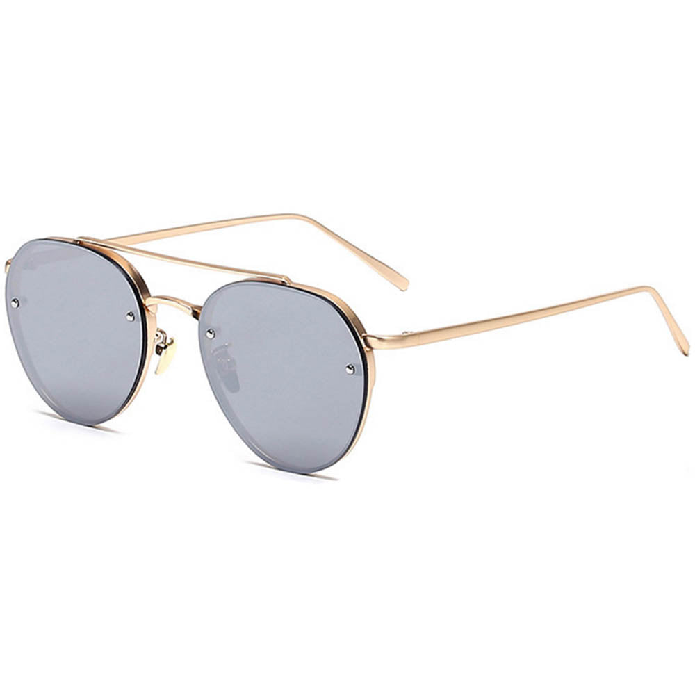 OWL Aviator Womens Sunglasses Gold Metal Frame Ladies Mirrored Sun