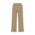 thumbnail image 5 of DHFJKG Women's Casual Pants Solid Color Ruffled Hem Comfortable Loose Fit Trousers For Daily Wear Pure Color Stretchy Lightweight With Pockets Soft Trousers, 5 of 5