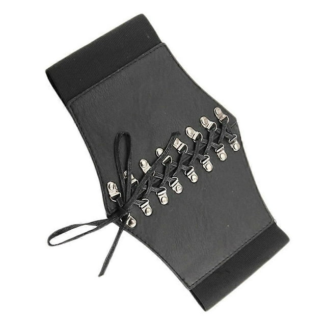 Black PU Wide Waist Belt for Women Dress Skirt Clothes Decoration Easy to Wear 1Set