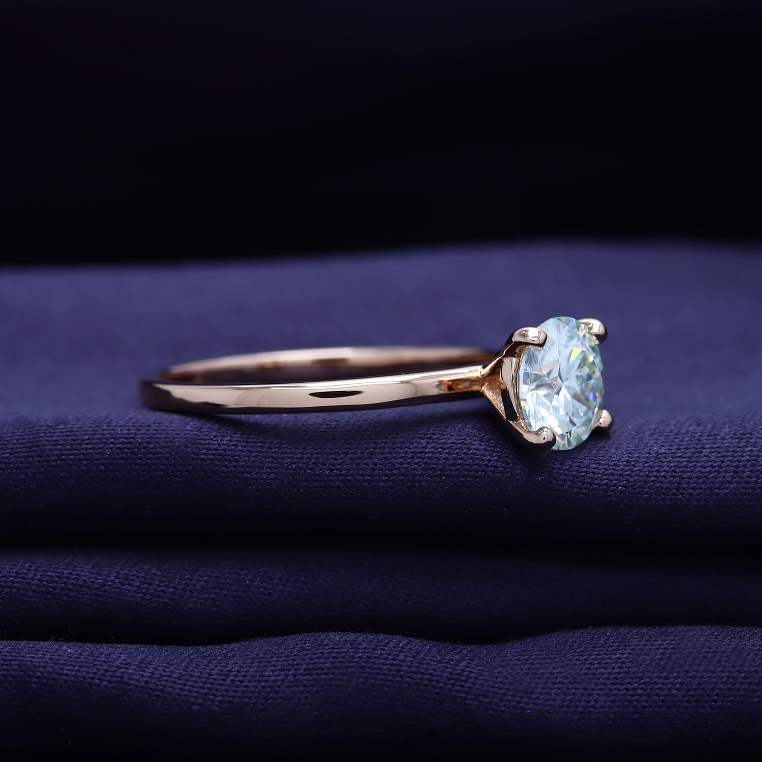 18K Rose Gold Plated Solitaire Ring For Women | 7MM Moissanite Diamond Engagement Ring | Moissanite Promise Rings Jewelry Gifts For Her (1.15ctw) Ring Size-8